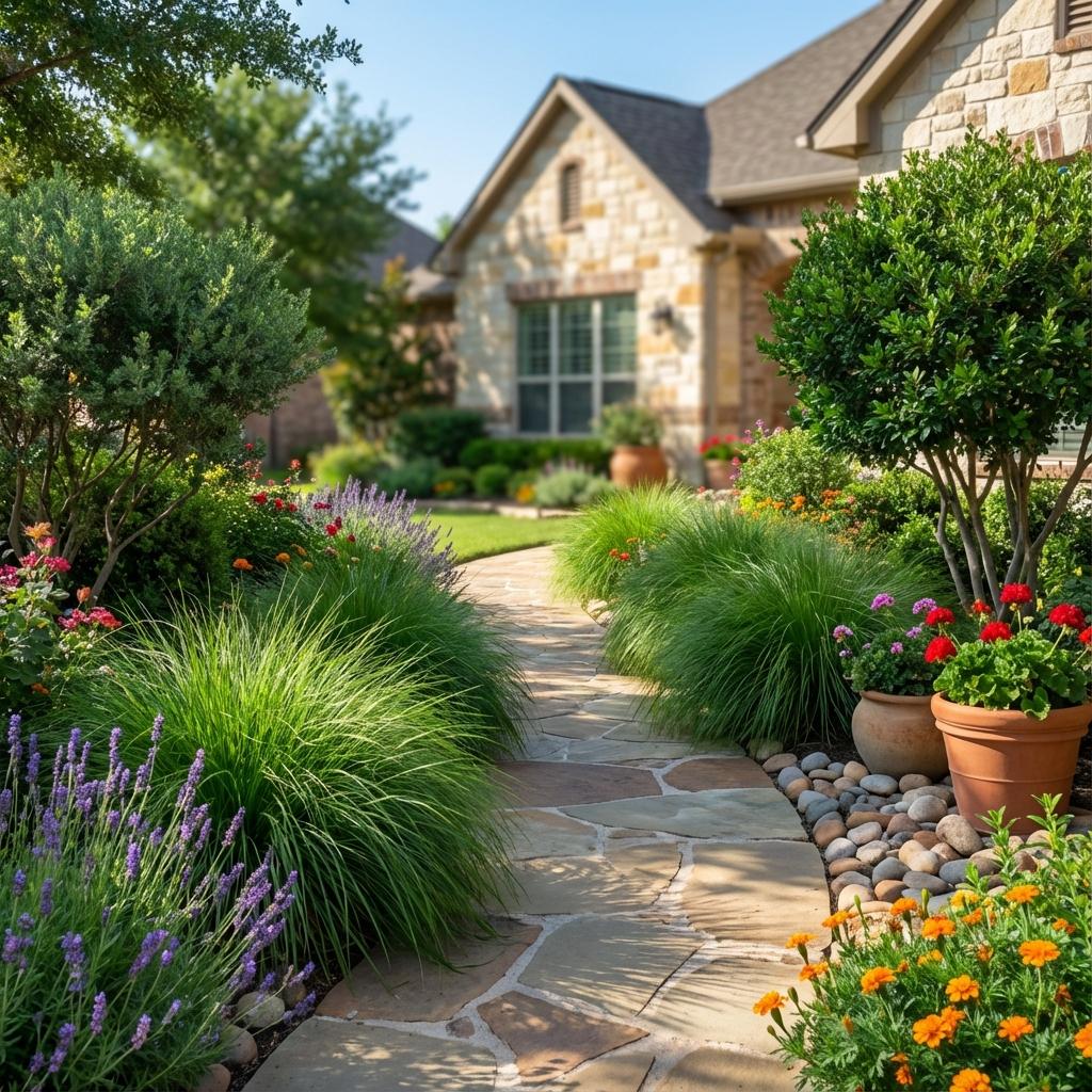 Garden pathway with grass